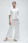 Ibai_White Handwoven Pure Cotton Embroidered Thread Collar Pelican Shirt _Online_at_Aza_Fashions