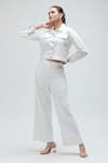 Buy_Ibai_White Handwoven Pure Cotton Embroidered Thread Collar Pelican Bomber Jacket _at_Aza_Fashions