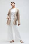 Buy_Ibai_Beige Handwoven Muslin Lapel Collar Carolina Jacket _at_Aza_Fashions