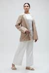 Ibai_Beige Handwoven Muslin Lapel Collar Carolina Jacket _Online_at_Aza_Fashions