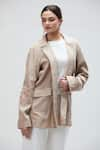 Buy_Ibai_Beige Handwoven Muslin Lapel Collar Carolina Jacket _Online_at_Aza_Fashions