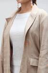 Shop_Ibai_Beige Handwoven Muslin Lapel Collar Carolina Jacket _Online_at_Aza_Fashions