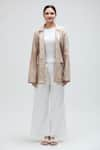 Ibai_Beige Handwoven Muslin Lapel Collar Carolina Jacket _at_Aza_Fashions