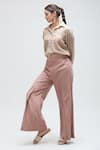 Buy_Ibai_Beige Handwoven Muslin Striped Carolina Flared Pant _at_Aza_Fashions