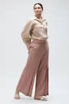 Shop_Ibai_Beige Handwoven Muslin Striped Carolina Flared Pant _at_Aza_Fashions