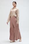 Shop_Ibai_Beige Handwoven Muslin Striped Carolina Flared Pant _Online_at_Aza_Fashions