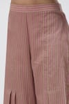 Ibai_Beige Handwoven Muslin Striped Carolina Flared Pant _at_Aza_Fashions