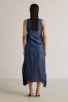 Shop_Mellowdrama_Blue 100% Cotton Round Neck Sunray Weave Panelled Sleeveless Top _at_Aza_Fashions