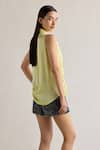 Shop_Mellowdrama_Yellow 100% Cotton Collar Neck Handtucked Sleeveless Shirt _at_Aza_Fashions