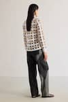 Shop_Mellowdrama_Beige 100% Cotton Collar Neck Checkered Weave Semi Sheer Shirt _at_Aza_Fashions