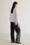 Shop_Mellowdrama_White 100% Cotton Embellished Fringe Collar Neck Shirt _at_Aza_Fashions