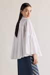 Shop_Mellowdrama_White 100% Cotton Collar Neck Batwing Sleeves Pleated Yoke Shirt _at_Aza_Fashions