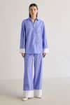 Buy_Mellowdrama_Blue 100% Cotton Striped Pull On Pant _at_Aza_Fashions