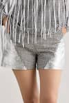 Mellowdrama_Black 100% Cotton Checkered High Waist Shorts _Online_at_Aza_Fashions