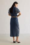 Shop_Mellowdrama_Blue 100% Cotton Lapel Collar Elasticated Hem Shirt And Skirt Sets _at_Aza_Fashions