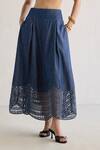 Buy_Mellowdrama_Blue 100% Cotton Sweetheart Smocked Hem Bralette And Skirt Set _Online_at_Aza_Fashions