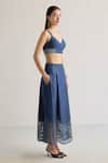 Shop_Mellowdrama_Blue 100% Cotton Sweetheart Smocked Hem Bralette And Skirt Set _Online_at_Aza_Fashions