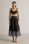 Buy_Mellowdrama_Black 100% Cotton Sweetheart Smocked Hem Bralette With Skirt _at_Aza_Fashions