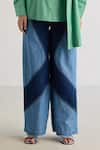 Buy_Mellowdrama_Blue 100% Cotton Color Block Pant _Online_at_Aza_Fashions