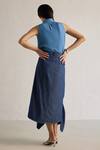 Shop_Mellowdrama_Blue 100% Cotton Gather Detailed Asymmetric Skirt _at_Aza_Fashions