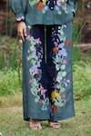 Buy_Pozruh by Aiman_Black Linen Print Floral Bali Flared Pant _Online_at_Aza_Fashions