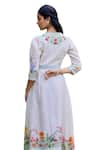 Shop_Pozruh by Aiman_Off White Linen Print Floral V-neck Parisian Wrap Dress _Online_at_Aza_Fashions