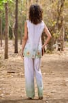 Shop_Pozruh by Aiman_Off White Hemp Print Checkered Regina Ombre Pant _at_Aza_Fashions