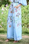 Buy_Pozruh by Aiman_Blue Vegan Silk Satin Print Floral Sicily Pant 