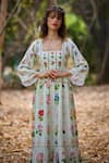 Pozruh by Aiman_Green Hemp Print Floral Square Floria Dress _Online_at_Aza_Fashions