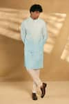 Buy_Alaya Advani_Sky Blue Kurta And Bundi Silk Woven Geometric Ombre Set _at_Aza_Fashions