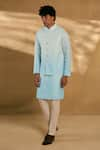 Buy_Alaya Advani_Sky Blue Kurta And Bundi Silk Woven Geometric Ombre Set 