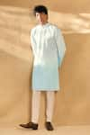 Alaya Advani_Sky Blue Kurta And Bundi Silk Woven Geometric Ombre Set _Online