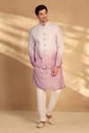 Shop_Alaya Advani_Pink Kurta And Bundi Silk Woven Geometric Ombre Set 