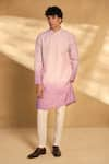 Alaya Advani_Pink Kurta And Bundi Silk Woven Geometric Set _Online_at_Aza_Fashions