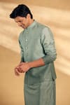 Shop_Alaya Advani_Green Kurta And Bundi Silk Checks Checkered Pattern Set 