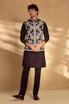 Buy_Alaya Advani_Black Kurta And Bundi Silk Forest Pattern Set _at_Aza_Fashions