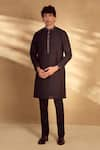 Alaya Advani_Black Kurta And Bundi Silk Forest Pattern Set _Online_at_Aza_Fashions