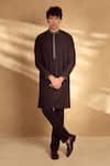 Alaya Advani_Black Kurta And Bundi Silk Forest Pattern Set _Online