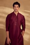 Alaya Advani_Maroon Kurta And Bundi Silk Animal Pattern Set _Online_at_Aza_Fashions