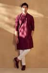 Alaya Advani_Maroon Kurta And Bundi Silk Animal Pattern Set _at_Aza_Fashions