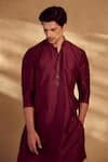 Shop_Alaya Advani_Maroon Kurta And Bundi Silk Animal Pattern Set 