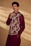 Buy_Alaya Advani_Maroon Kurta And Bundi Silk Animal Pattern Set _Online