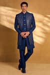 Buy_Alaya Advani_Blue Sherwani And Jacket Silk Embellished Sequin Set_at_Aza_Fashions