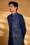 Shop_Alaya Advani_Blue Sherwani And Jacket Silk Embellished Sequin Set 