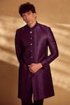 Alaya Advani_Wine Sherwani And Jacket Silk Embroidered Floral Set _at_Aza_Fashions