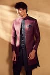 Alaya Advani_Maroon Sherwani Silk Embroidered Chevron With Pant _Online_at_Aza_Fashions