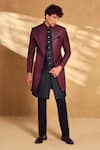 Buy_Alaya Advani_Maroon Sherwani Silk Embroidered Chevron With Pant 