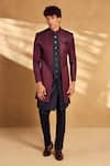 Alaya Advani_Maroon Sherwani Silk Embroidered Chevron With Pant _Online