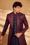 Buy_Alaya Advani_Maroon Sherwani Silk Embroidered Chevron With Pant _Online