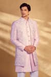 Alaya Advani_Peach Sherwani And Jacket Silk Embroidered Chevron Set_Online